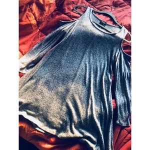 Marled Gray Cold Shoulder Swing Tunic